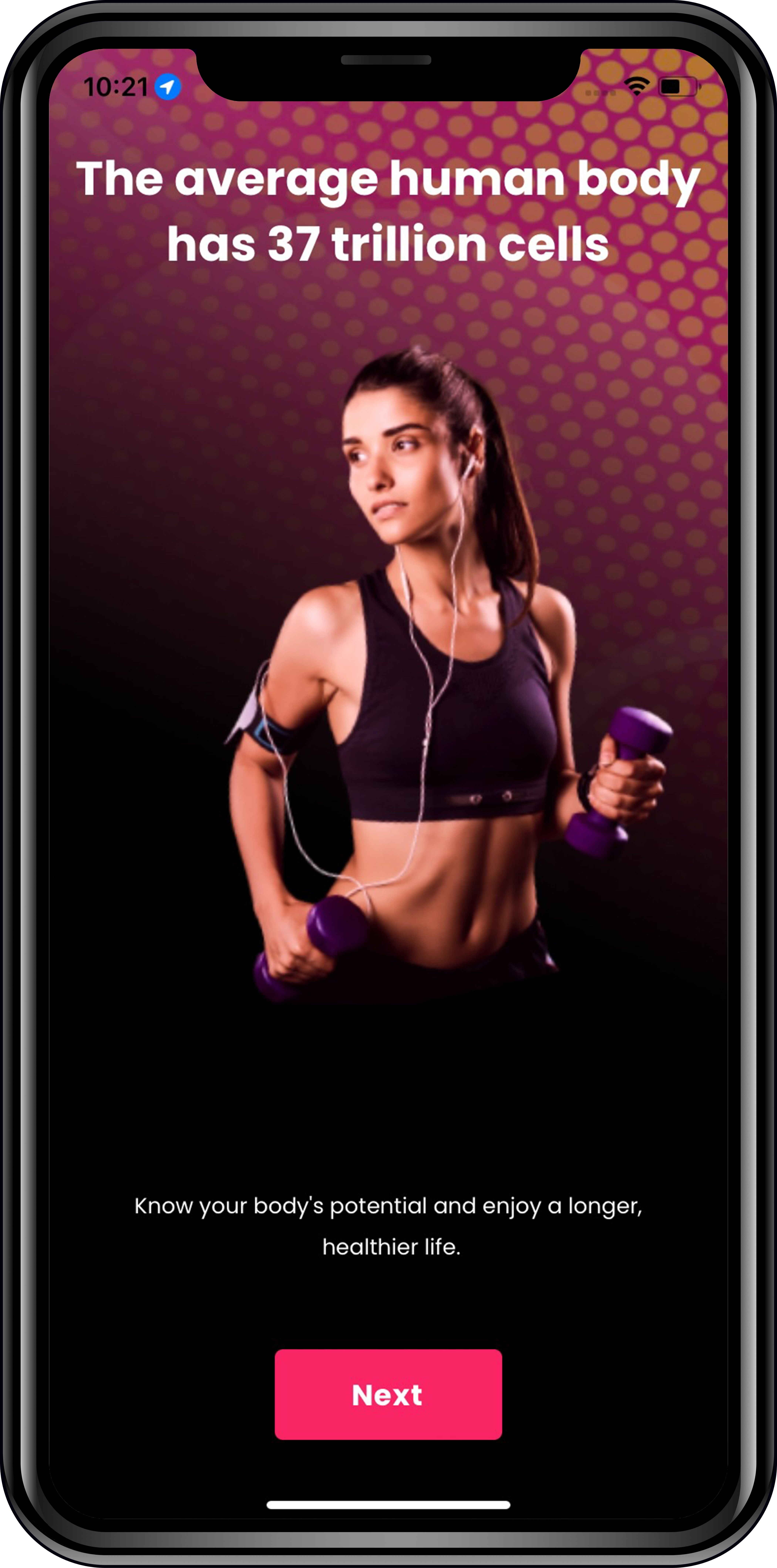 37 CELLS – Best Health and fitness app – Starting screen